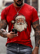 T-shirt décontracté à imprimé père Noël pour hommes